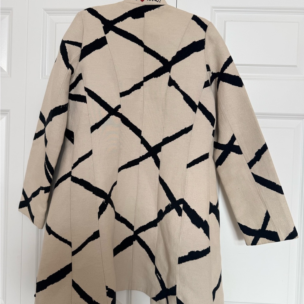 Beige and Black Zip-Up Desigual coat EU 42/US S-M - Picture 2 of 10